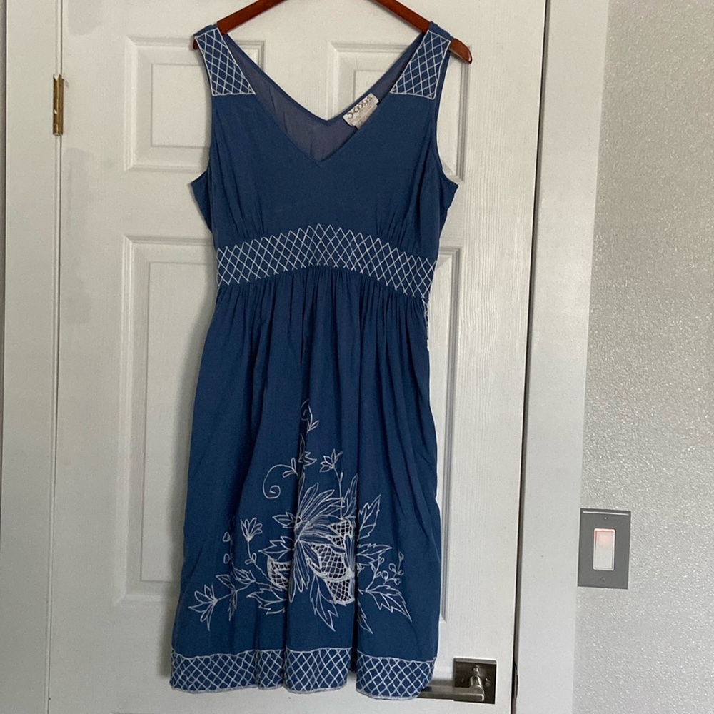 Hibis lace work summer dress with embroidery womens size XL